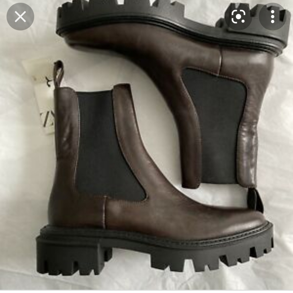 Zara Black and Brown Chunky Boots
